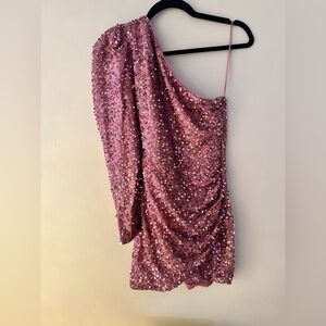 Fashion Nova One Shoulder Sequin Dress